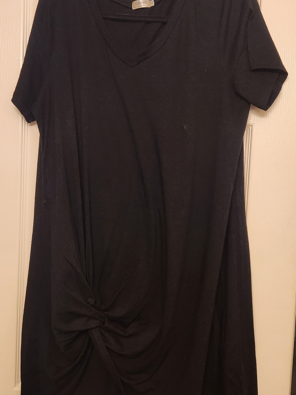 Black V-Neck Knot Front Women's Dress